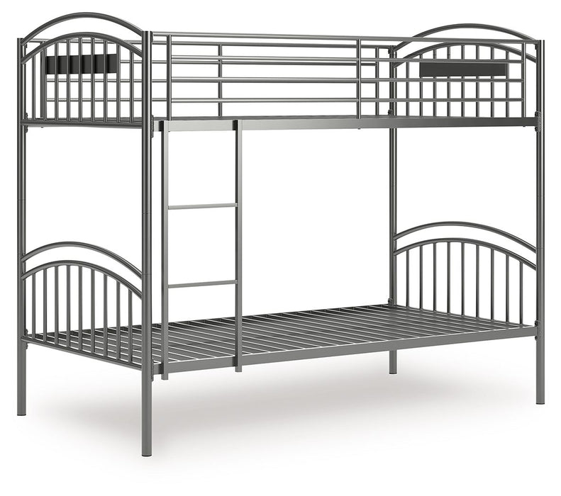 Lanceburg - Gray - Twin/Twin Bunk Bed With Ladder - Simple Home Plus