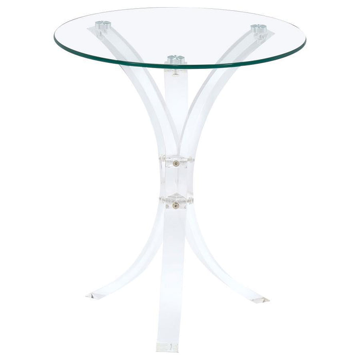 Laning - Round Glass Top Acrylic Side Table - Clear - Simple Home Plus