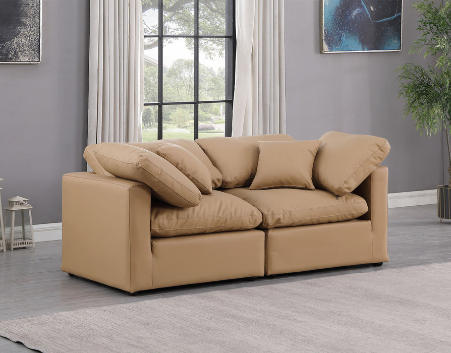 Indulge - Faux Leather 2 Piece Modular Sofa - Tan - Simple Home Plus