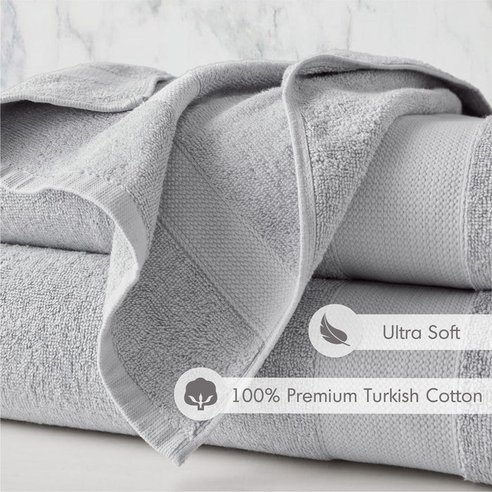Premium Turkish Cotton 500GSM Plush 6 Piece Towel Set - Light Gray - Simple Home Plus