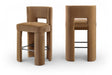 Zuno - Velvet Performance Fabric Upholstered Bar Stool (Set of 2) - Saddle - Simple Home Plus