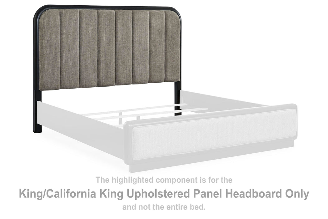 Rowanbeck - King/California King Upholstered Panel Headboard - Gray / Black - Simple Home Plus