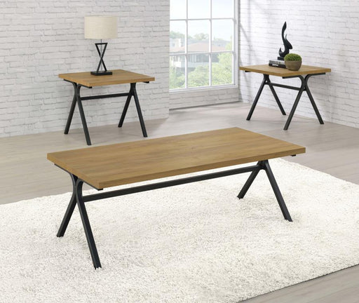 Colmar - 3 Piece Engineered Wood Coffee Table Set - Golden Oak - Simple Home Plus