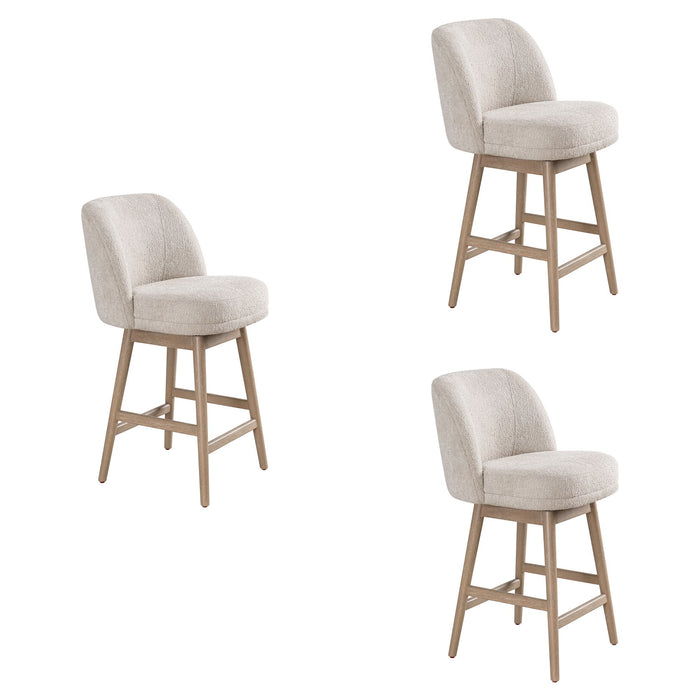 Sadie - Solid Wood Upholstered 26" Counter Height Swivel Barstool - Simple Home Plus