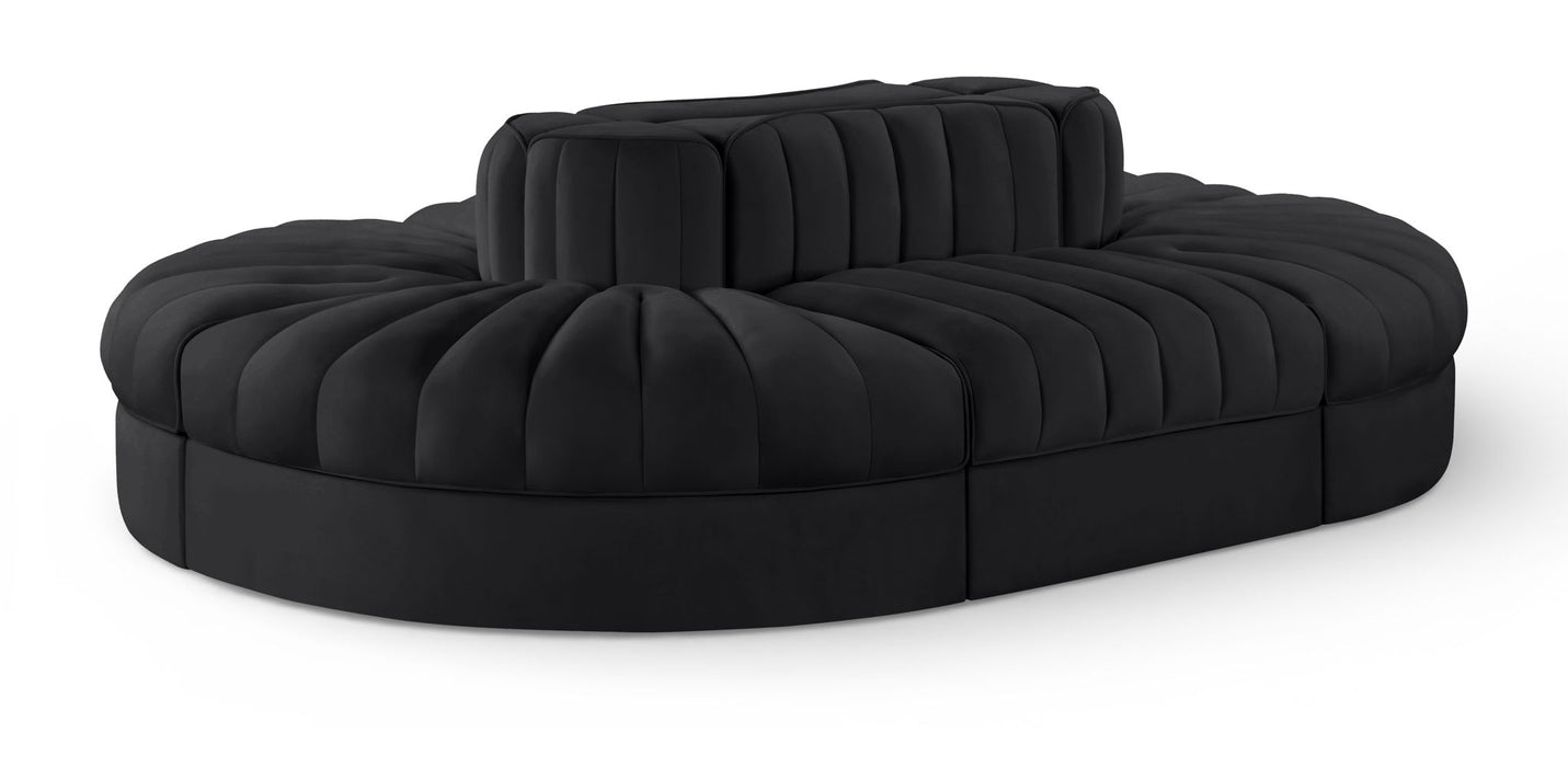 Rummi - Oval Velvet Performance Fabric Upholstered 6 Piece Modular Sectional - Simple Home Plus
