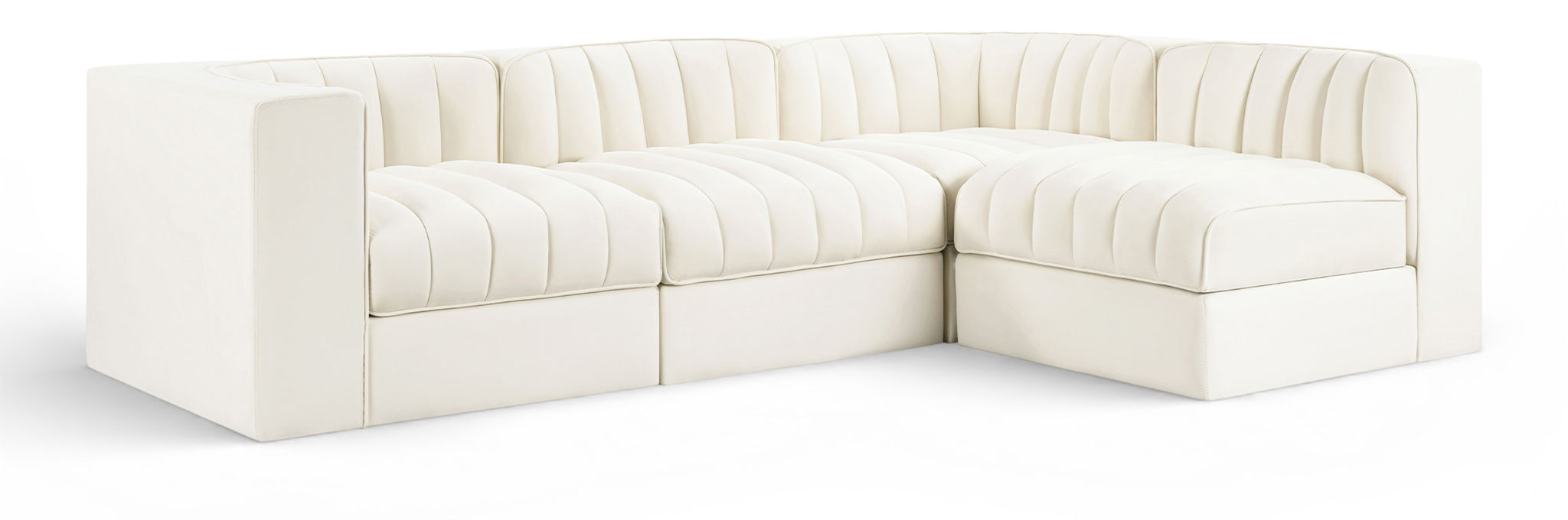 Rummi - Velvet Performance Fabric Upholstered 4 Piece Modular Sectional - Simple Home Plus