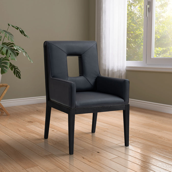 Gwendolyn - Faux Leather Dining Arm Chair With Black Frame - Simple Home Plus