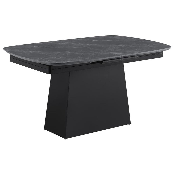 Potero - Faux Marble Extension Leaf Dining Table - Black - Simple Home Plus