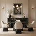 Marlowe - Linen Textured Fabric Upholstered Swivel Dining Arm Chair - Stained Black - Simple Home Plus