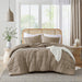 Porter - California King Soft Washed Pleated Comforter Set - Khaki - Simple Home Plus
