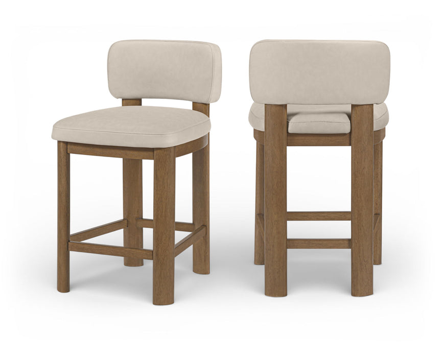 Paloma - Faux Leather Upholstered Counter Stool (Set of 2) - Brown Frame - Simple Home Plus