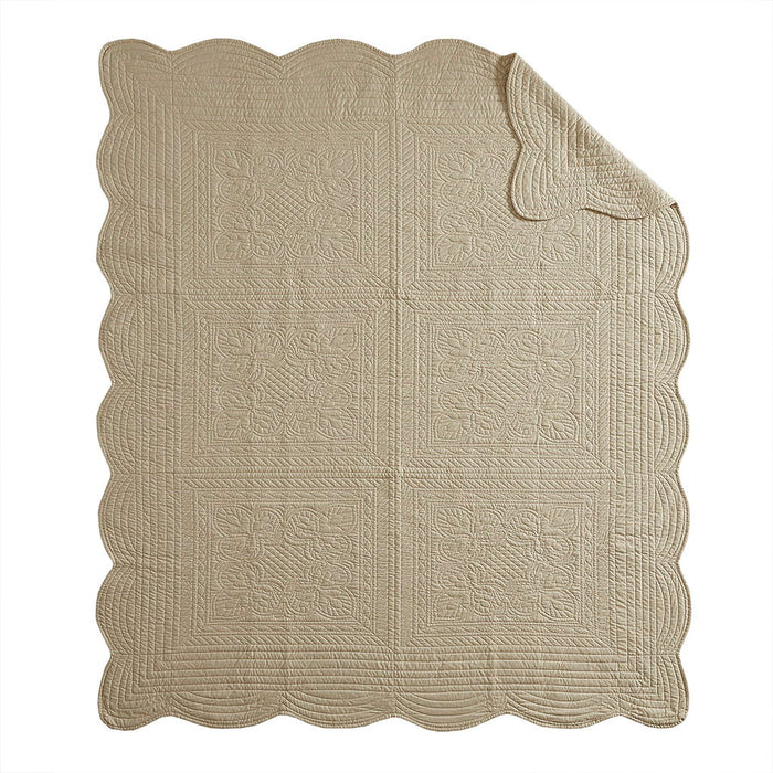 Tuscany - Oversized Quilted Throw - Khaki - Simple Home Plus