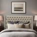 Amelia - Upholstered Wingback Headboard With Button Tufting & Nailhead Trim Woven - Beige - Simple Home Plus