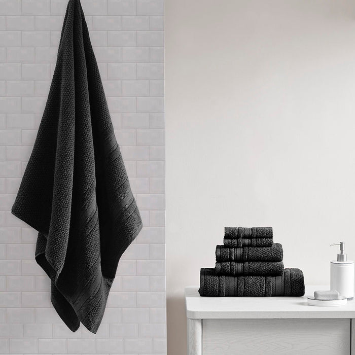 Adrien - Super Soft Cotton Quick Dry Bath Towel 6 Piece Set - Black - Simple Home Plus
