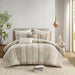 Shay - 3 Piece Striped Cotton Comforter Set - Taupe - Simple Home Plus