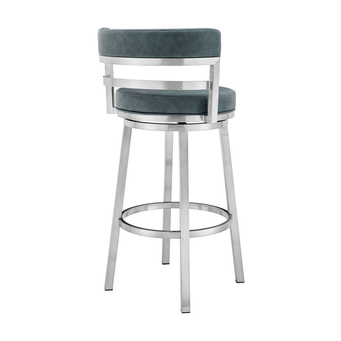 Titana - Swivel Faux Leather And Brushed Stainless Steel Bar Stool