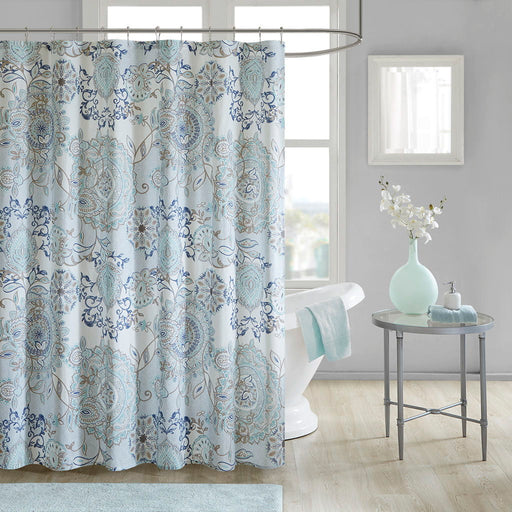 Isla - Printed Shower Curtain - Blue - Simple Home Plus