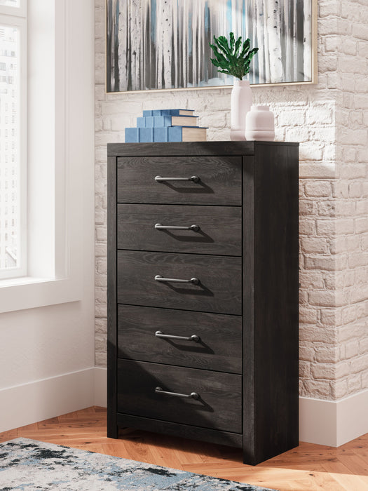Hollivern - Dark Gray - Five Drawer Chest - Simple Home Plus