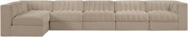 Rummi - Velvet Performance Fabric Upholstered 6 Piece Modular Sectional, L-Shaped (Right) - Simple Home Plus