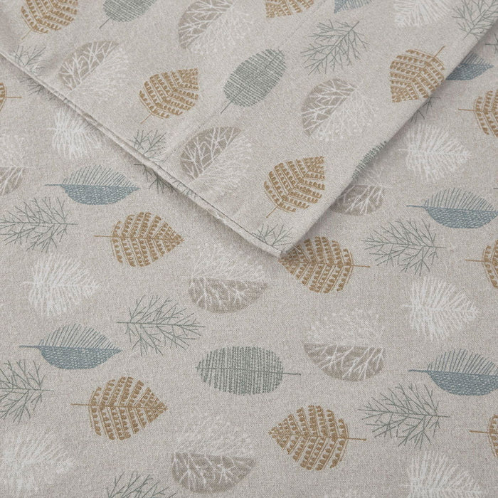 Cozy Flannel - King Printed Sheet Set - Multi Leaves - Simple Home Plus