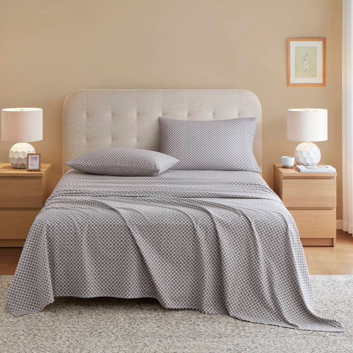Cozy Cotton Flannel - Queen Printed Sheet Set - Snowflake - Simple Home Plus