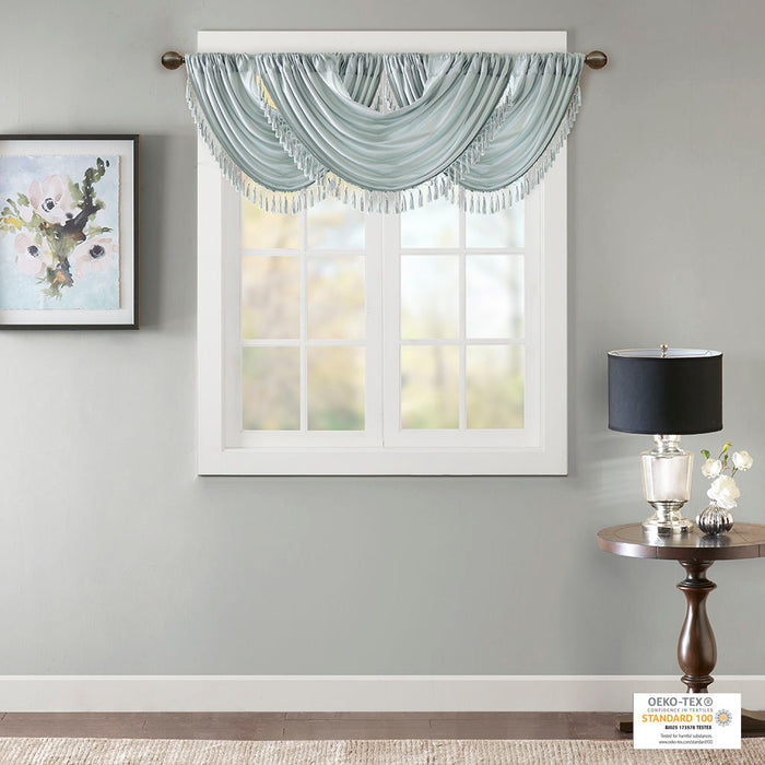 Elena - Waterfall Embellished Valance - Dusty Aqua - Simple Home Plus
