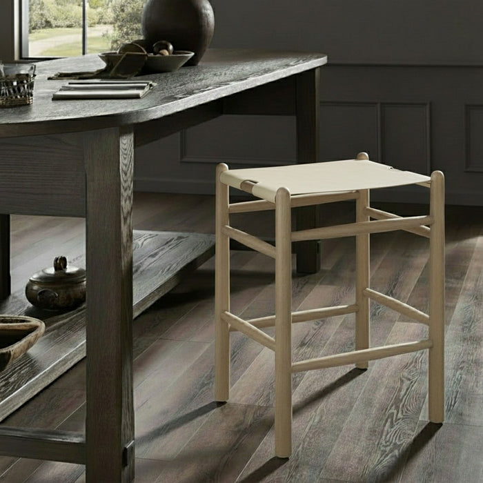 Santos - Backless Counter Stool With Stained Natural Base - Simple Home Plus
