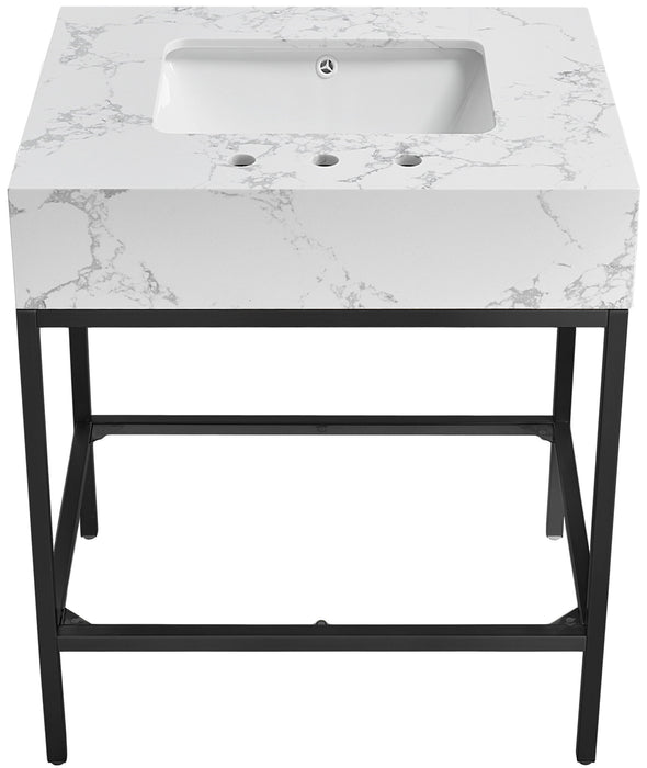 Marmo - Engineered Marble Bathroom Vanity With Black Base - Simple Home Plus