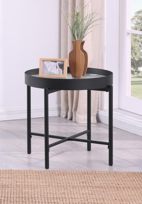 Ozella - Round Table With Hidden Storage Sandy - Simple Home Plus