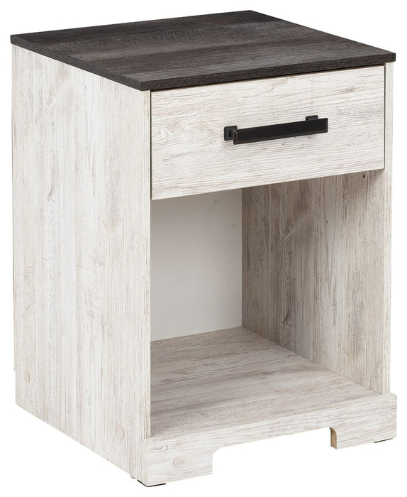 Shawburn - White / Black / Gray - One Drawer Night Stand - Open Cubby - Simple Home Plus