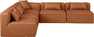 Cube - 5 Piece Modular Corner Armless Sectional - Cognac - Simple Home Plus