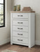 Savonport - Five Drawer Chest - White / Brown - Simple Home Plus