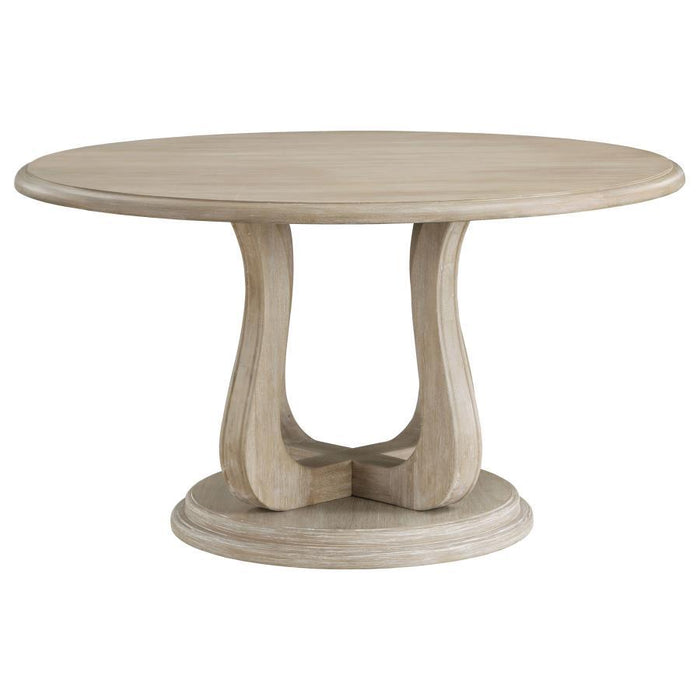 Trofello - Round Pedestal Dining Table - White Washed - Simple Home Plus