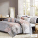 Lola - 6 Piece Printed Duvet Cover Set - Gray / Blush - Simple Home Plus