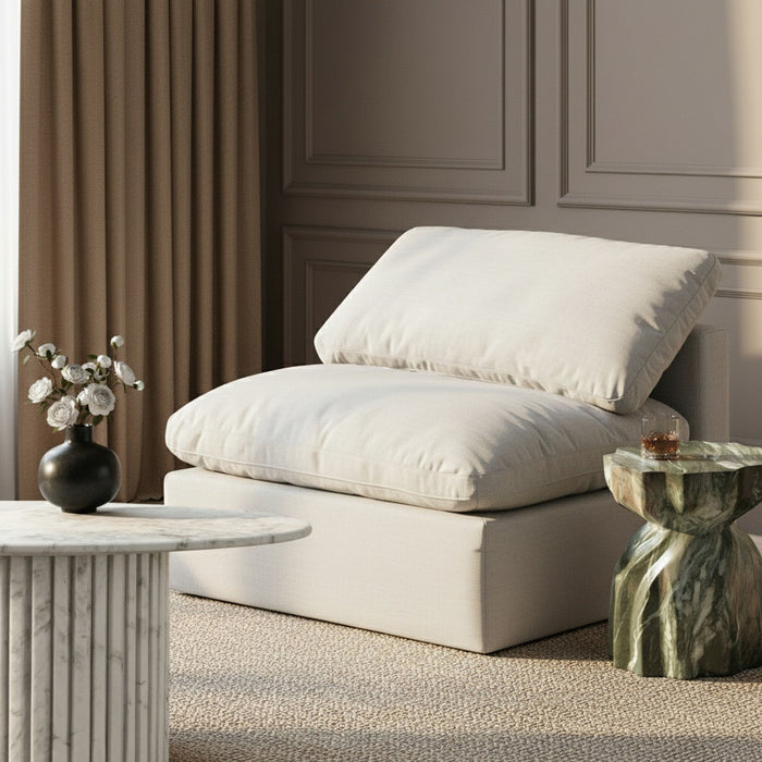 Indulge - Linen Armless Chair - White - Simple Home Plus
