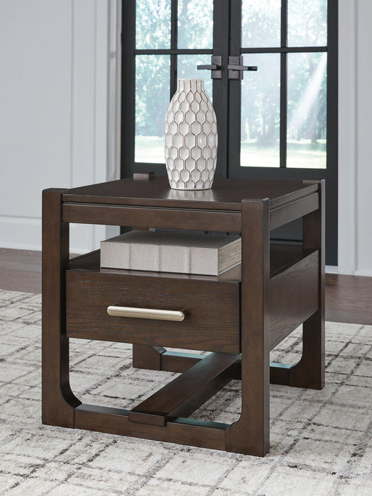 Breckington - Square End Table - Dark Brown - Simple Home Plus