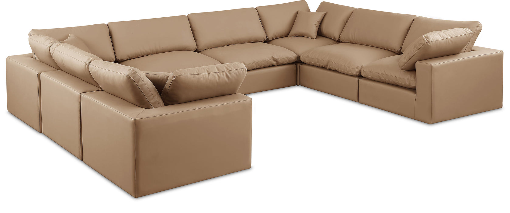 Comfy - 8 Piece Faux Leather Modular Sectional - Tan - Simple Home Plus