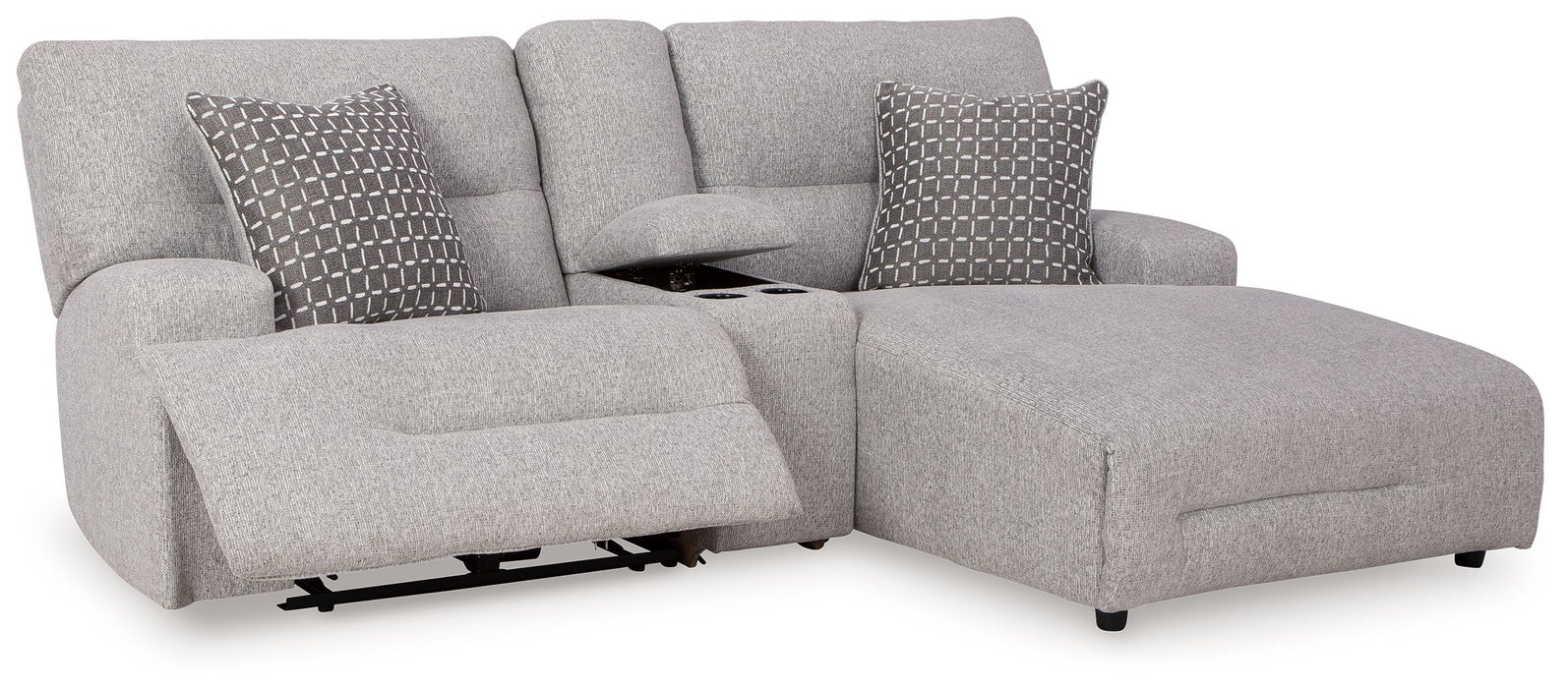 Acklen Place - Pewter - 4 Pc. - 3-Piece Power Reclining Sectional Sofa With Raf Chaise, Wide Seat Power Recliner - Simple Home Plus
