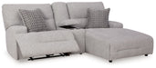 Acklen Place - Pewter - 4 Pc. - 3-Piece Power Reclining Sectional Sofa With Raf Chaise, Wide Seat Power Recliner - Simple Home Plus