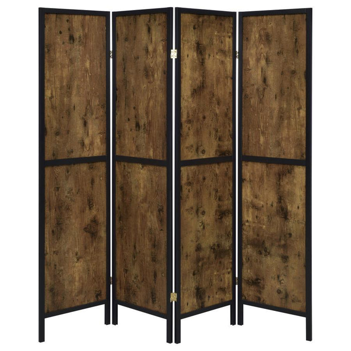 Deepika - 4-Panel Room Divider Folding Screen - Rustic Nutmeg - Simple Home Plus