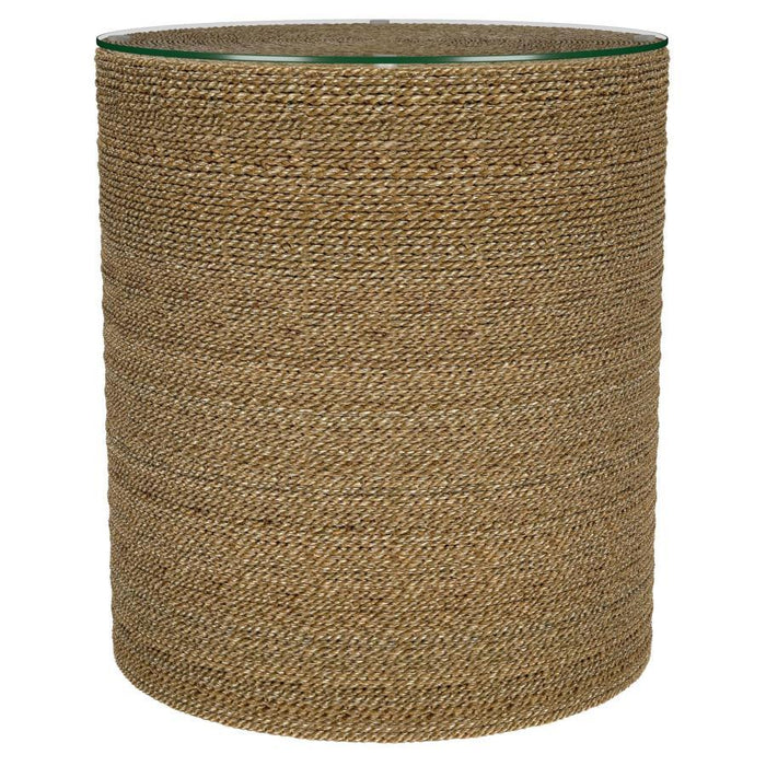 Halden - Round Woven Seagrass Accent Side Table - Light Brown - Simple Home Plus