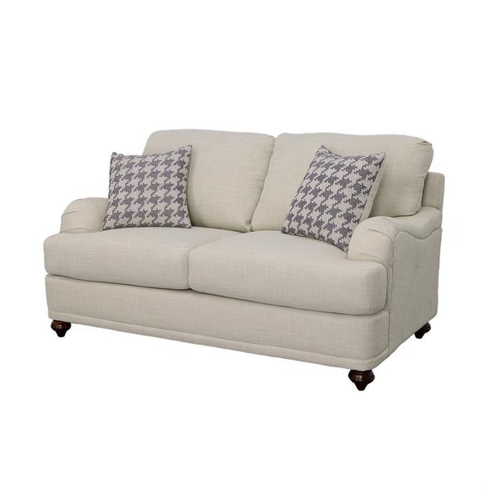 Glenn - Upholstered English Arm Loveseat - Light Gray And Blue - Simple Home Plus