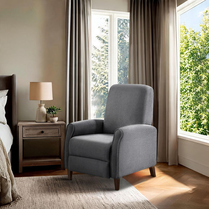 Marena - Upholstered Manual Push Back Recliner - Dark Gray