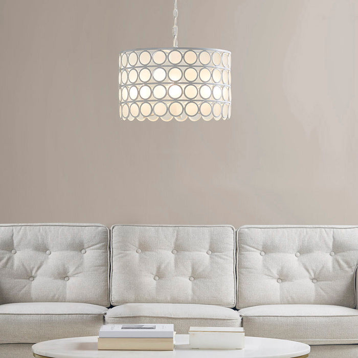 Abbot - 4-Light Drum-Shaped Chandelier - White - Simple Home Plus