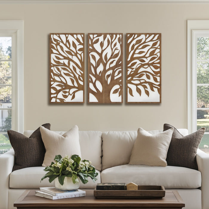Birch Botanical - Two-Tone Panel Wall Decor Set - Tree Of Life - Simple Home Plus