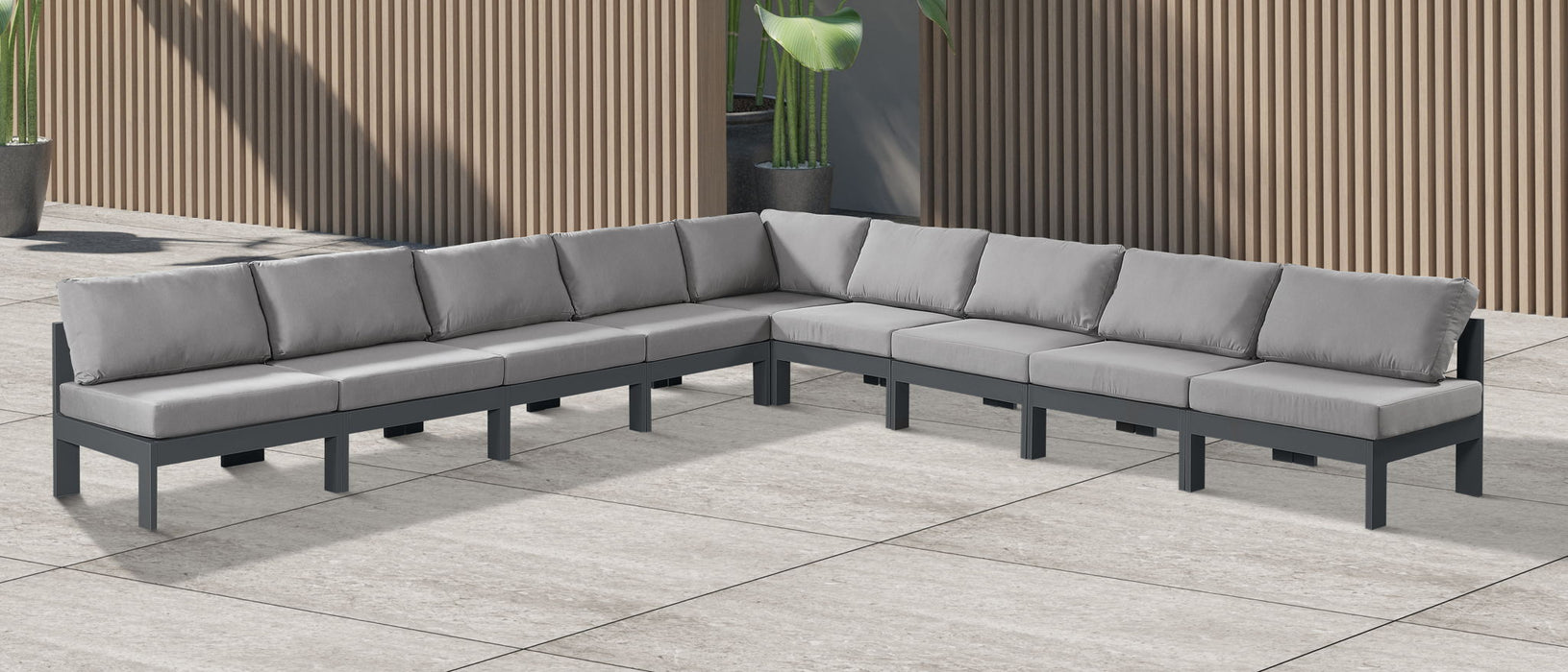 Nizuc - Outdoor Patio 9 Piece Modular Sectional With Gray Frame - Simple Home Plus
