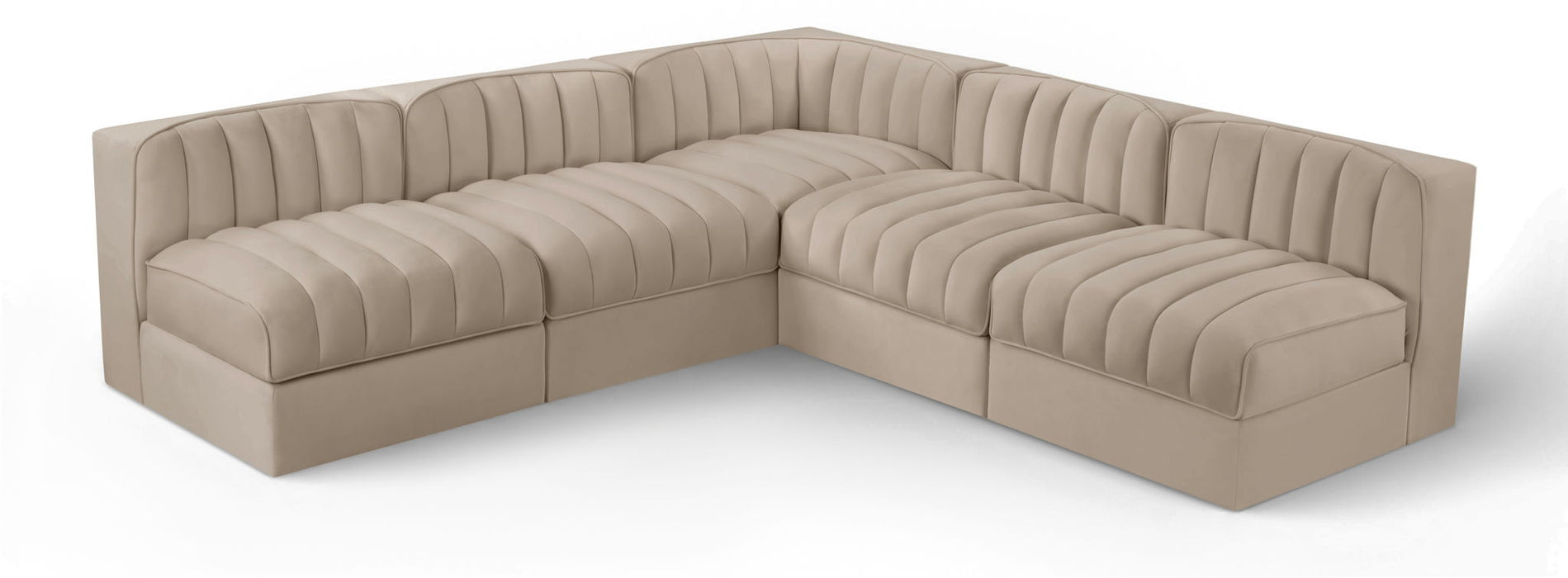 Rummi - Armless Velvet Performance Fabric Upholstered 5 Piece Modular Sectional - Simple Home Plus