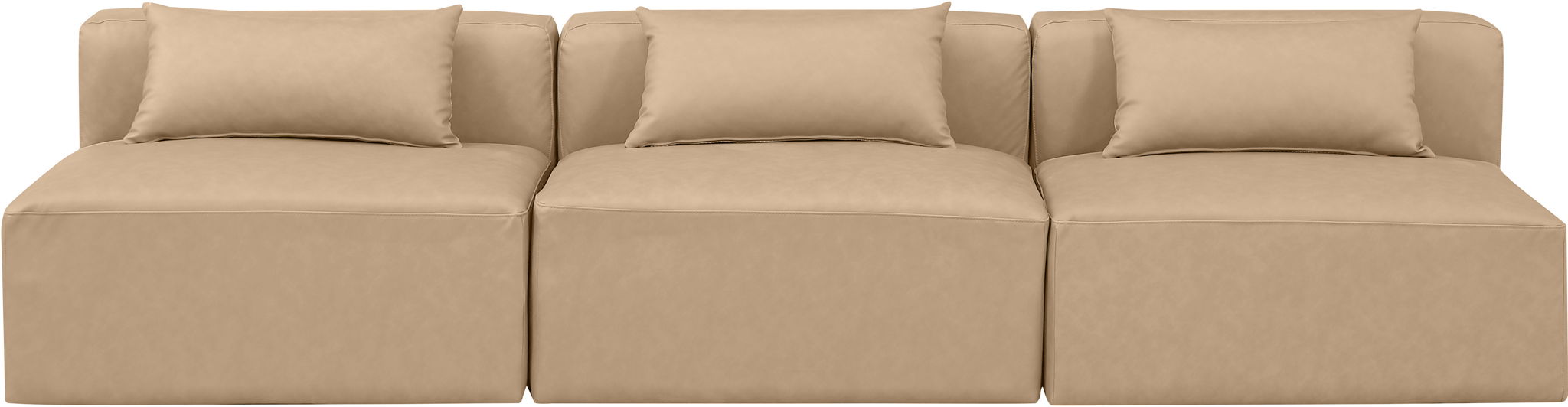 Cube - Modular 3 Piece Armless Sofa - Tan - Simple Home Plus