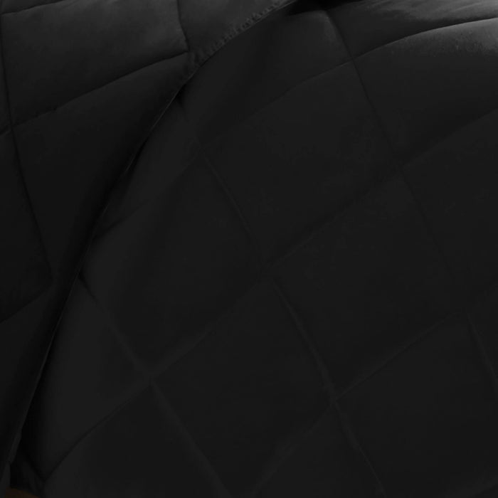 Larkspur - 3M Scotchgard Diamond Quilting Reversible Down Alternative Comforter Set - Black - Simple Home Plus