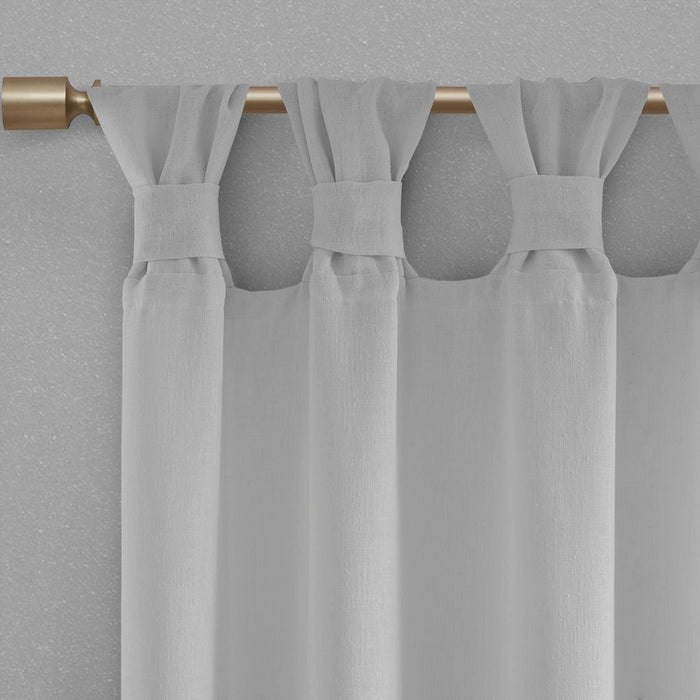 Rosette - 95" Floral Embellished Cuff Tab Top Solid Window Panel - Gray - Simple Home Plus
